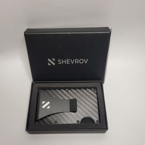 Shevrov Adult Unisex RFID Carbon Fiber Minimalist Wallet Clip Gray Mini
